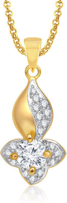 

Meenaz Pretty Flower Design Rhodium Cubic Zirconia Alloy Pendant