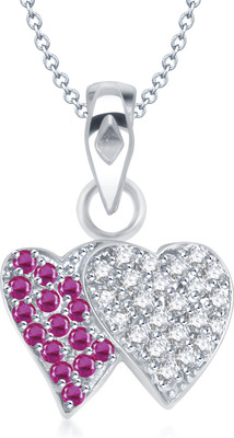 VK Jewels You & Me Heart Shape Rhodium Plated for Women & Girls Cubic Zirconia Alloy Pendant
