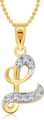 

Vighnaharta "L" Letter Gold-plated Cubic Zirconia Alloy Pendant
