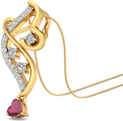 Aucent by PC Jeweller The Juniper 18kt Diamond, Ruby Yellow Gold Pendant(Yellow Gold Plated) Aucent by PC Jeweller The Juniper 18kt Diamond, Ruby Yellow Gold Pendant(Yellow Gold Plated)