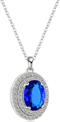 

Aaishwarya Royal Blue Oval Design Platinum Cubic Zirconia Copper Pendant