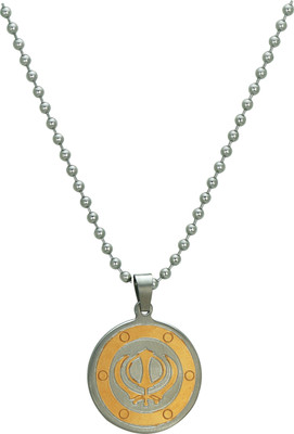 

Pure Life Sikh Symbol Pendant Embossed Gold Dog Tag