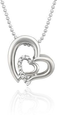 mahi White Heart Rhodium Brass, Alloy Pendant