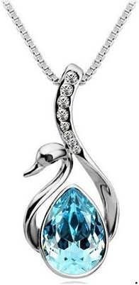 

Girlz! Charming And Fascinating Swan Blue Swarovski Like Elements Crystal Alloy Pendant