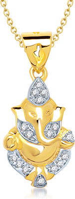 MEENAZ Ganesha Ganpati Yellow Gold God With Chain In American Diamond Cz Gifts Jewellery Set Gold-plated, Brass Cubic Zirconia, Diamond, Crystal Alloy Pendant MEENAZ Ganesha Ganpati Yellow Gold God With Chain In American Diamond Cz Gifts Jewellery Set Gold-plated, Brass Cubic Zirconia, Diamond, Crystal Alloy Pendant