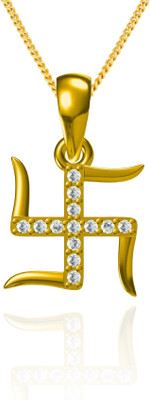 60% OFF on Exxotic Jewelz Swastik Religious Gold-plated Cubic Zirconia Silver Pendant