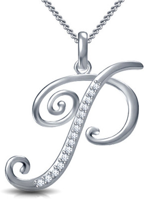 Kirati Initial P Letter Platinum Cubic Zirconia Silver Pendant Kirati Initial P Letter Platinum Cubic Zirconia Silver Pendant