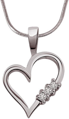 

Kataria Jewellers 92.5 BIS Hallmarked Silver and American Diamonds Valentine's Heart Silver Pendant