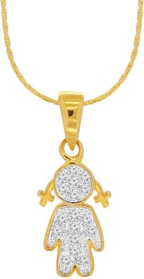 SPARGZ Girl Design With Cz Stone Gold-plated Cubic Zirconia Brass Pendant