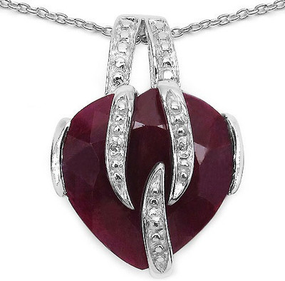 

Johareez 5.00CTW 12.00mm Heart Shape Dyed Ruby .925 Sterling Silver Solitaire Pendant Rhodium Ruby Sterling Silver Pendant