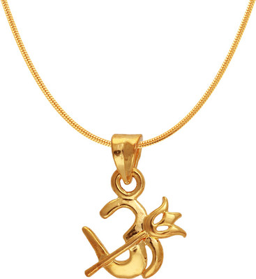 mahi Om Trishul Gold-plated Alloy, Brass Pendant