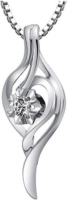 

Kataria Jewellers Solitiare White Gold plated Diamond Sterling Silver Pendant
