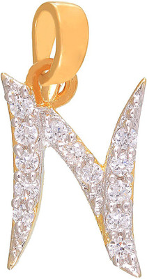 mahi Natural N Initial Gold-plated Cubic Zirconia Alloy Pendant