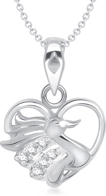 80% OFF on VK Jewels Mayur in Heart Shape Rhodium Cubic Zirconia Alloy Pendant