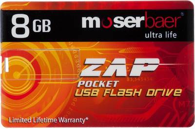 Moserbaer Zap Credit Card Shape 8 GB  Pen Drive (Red) 