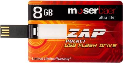 Moserbaer Zap Credit Card Shape 8 GB  Pen Drive (Red) 