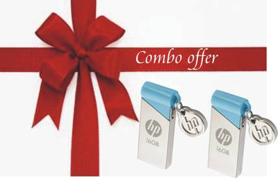 HP V215B COMBO OF 2 PCS 16 GB  Pen Drive (Silver) 