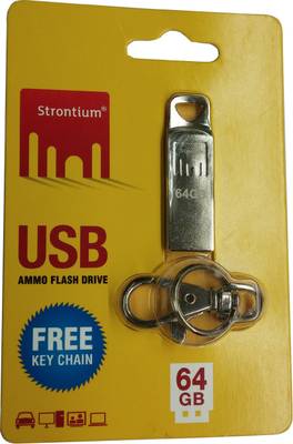 Strontium USB Ammo 64 GB  Pen Drive (Silver) 