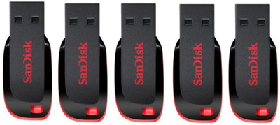 SanDisk Sdcz50-016g, Usb, Cruzer Blade, Pack Of 5 16 GB Pen Drive(Red, Black) available at flipkart for Rs.2058