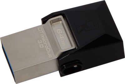 Kingston Data Traveler 3.0 MicroDuo 64 GB OTG Drive(Silver, Black, Type A to Micro USB)
