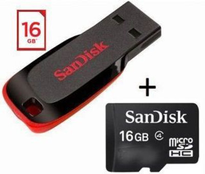 SanDisk Sandisk cruzer blade and micro sdhc 16 GB Pen Drive(Multicolor) available at flipkart for Rs.975