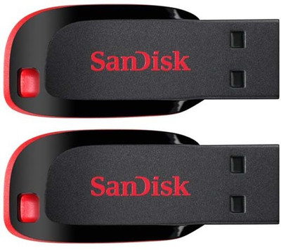 SanDisk Cruzer Blade Pack of 2 16 GB Pen Drive(Red, Black) available at flipkart for Rs.882