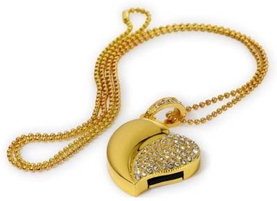 Microware Heart Shape 16 GB  Pen Drive (Gold) 