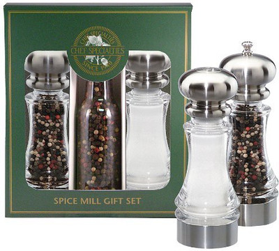 

Chef Specialties 7Inch Lehigh Matte Chrome Acrylic Pepper MillSalt Shaker Set And Peppercorns