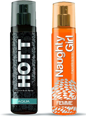 

Hott AQUA & Naughty Girl FEMME Perfume Combo For Couple (1200 Sprays Each) Eau de Parfum - 135 ml(For Men)