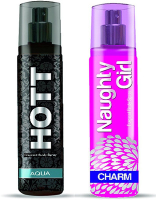 

Hott AQUA & Naughty Girl CHARM Perfume Combo For Couple (1200 Sprays Each) Eau de Parfum - 135 ml(For Men)