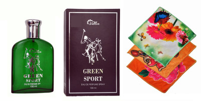 

Vablon Green Sport Perfume 100ML + 3 Women Cotton Handkerchiefs Eau de Parfum - 100 ml(For Women)
