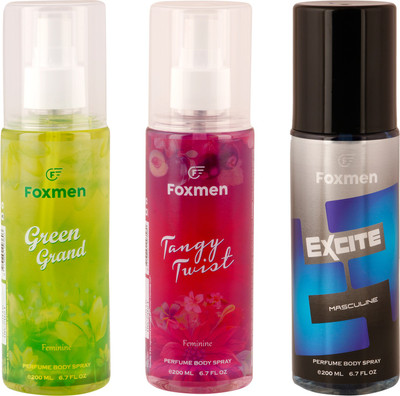 

Foxmen GreenGrand-TangyTwist-Excite(Pack Of 3) Eau de Toilette - 600 ml(For Men & Women)