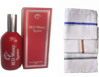 

Vablon Red Mirage Sports Perfume 120ML + 3 Men Cotton Handkerchiefs Eau de Parfum - 120 ml(For Men)