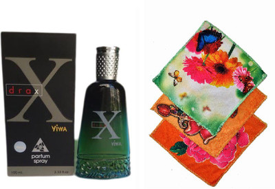 

Viwa XDrax Black Perfume 100ML + 3 Women Cotton Handkerchiefs Eau de Parfum - 100 ml(For Women)