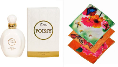 

Vablon Poissy White Perfume 120ML + 3 Women Cotton Handkerchiefs Eau de Parfum - 120 ml(For Women)