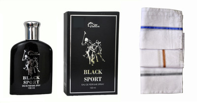 

Vablon Black Sport Perfume 100ML + 3 Men Cotton Handkerchiefs Eau de Parfum - 100 ml(For Men)