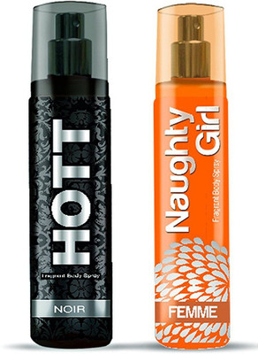 Hott NOIR & Naughty Girl FEMME Perfume Combo For Couple (1200 Sprays Each) Eau de Parfum - 135 ml(For Men)
