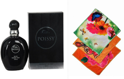 

Vablon Poissy Black Perfume 120ML + 3 Women Cotton Handkerchiefs Eau de Parfum - 120 ml(For Women)