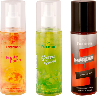 

Foxmen FruityFame-GreenGrand-Impress(Pack Of 3) Eau de Toilette - 600 ml(For Men & Women)