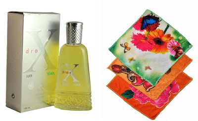 

Viwa XDrax Silver Perfume 100ML + 3 Women Cotton Handkerchiefs Eau de Parfum - 100 ml(For Women)
