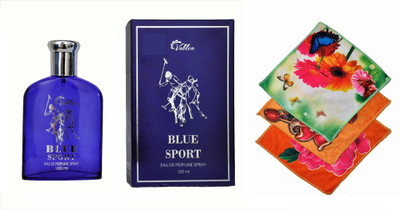 

Vablon Blue Sport Perfume 100ML + 3 Women Cotton Handkerchiefs Eau de Parfum - 100 ml(For Women)