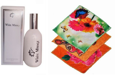 

Vablon White Mirage Perfume 120ML + 3 Women Cotton Handkerchiefs Eau de Parfum - 120 ml(For Women)