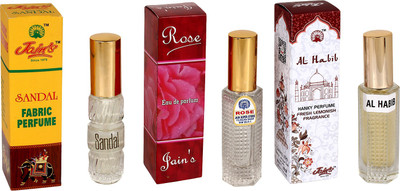 

Jain's Set of 3 Perfume : Sandal (20 ml), Rose (20 ml) and Al Habib (25 ml) Eau de Parfum - 65 ml(For Men & Women)