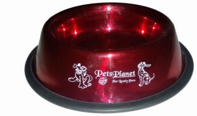 

Pets Planet Round Stainless Steel Pet Bowl(600 ml Red)