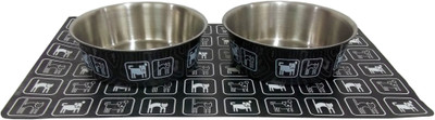 

Petto Magnetic Mat with Pet theme Stainless Steel Pet Bowl(1.06 L Black)
