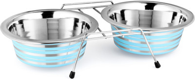

HM STEELS HMSTEELS DD pet bowl Round Stainless Steel Pet Bowl(2500 ml Blue)