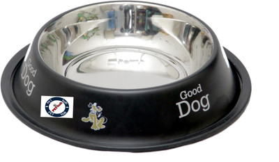 

Pethub Small food bowl Round Stainless Steel Pet Bowl(600 ml Black)