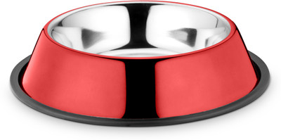 

HM STEELS HMSTEELS Dog bowl Round Stainless Steel Pet Bowl(2000 ml Red)
