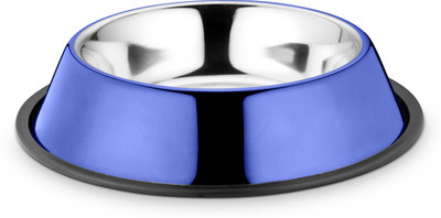 

HM STEELS HMSTEELS Dog bowl Round Stainless Steel Pet Bowl(250 ml Blue)