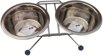

Pet Zone India Double Diner Wire Set Oval Steel, Stainless Steel Pet Bowl(400 X 2 ml Steel, Silver)